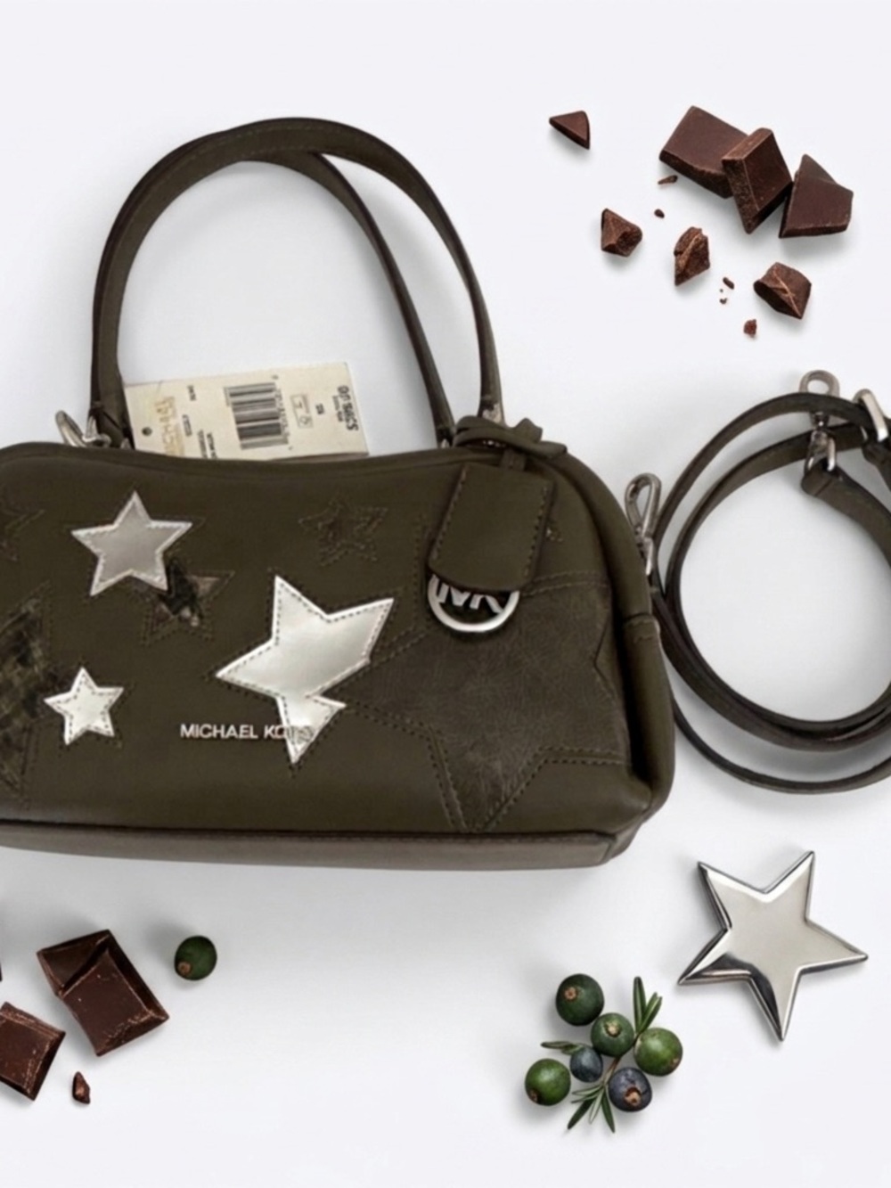 Michael Kors Olive Green Star Appliqué Mini Satchel